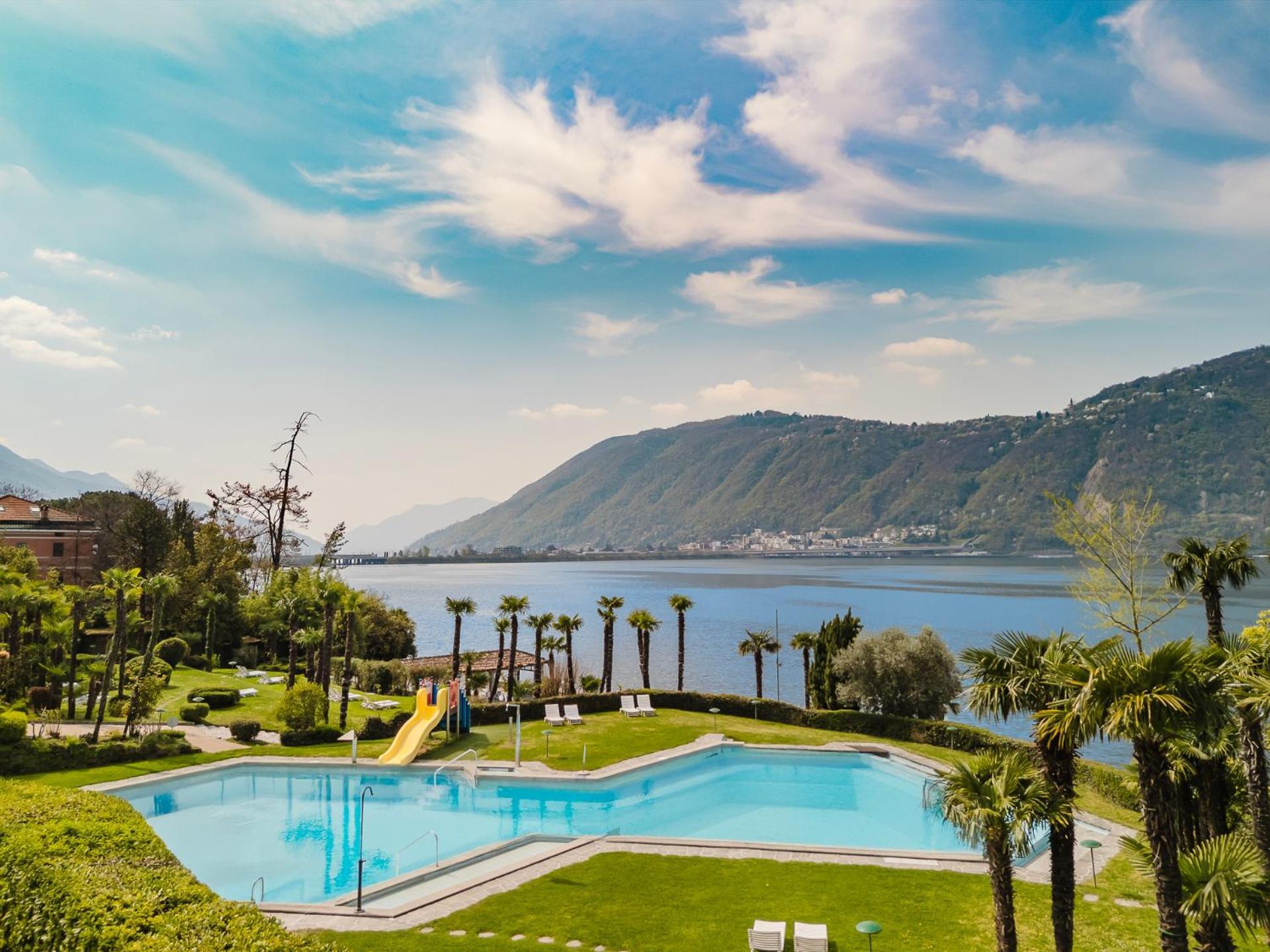 Luganersee, Pool, Strand, Parkplatz, Suite 204 Бисон Екстериор снимка