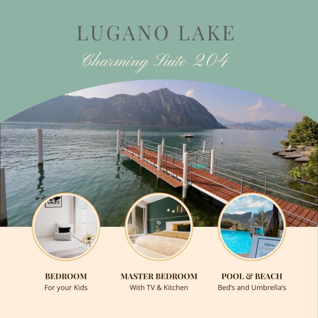 Luganersee, Pool, Strand, Parkplatz, Suite 204 Бисон Екстериор снимка