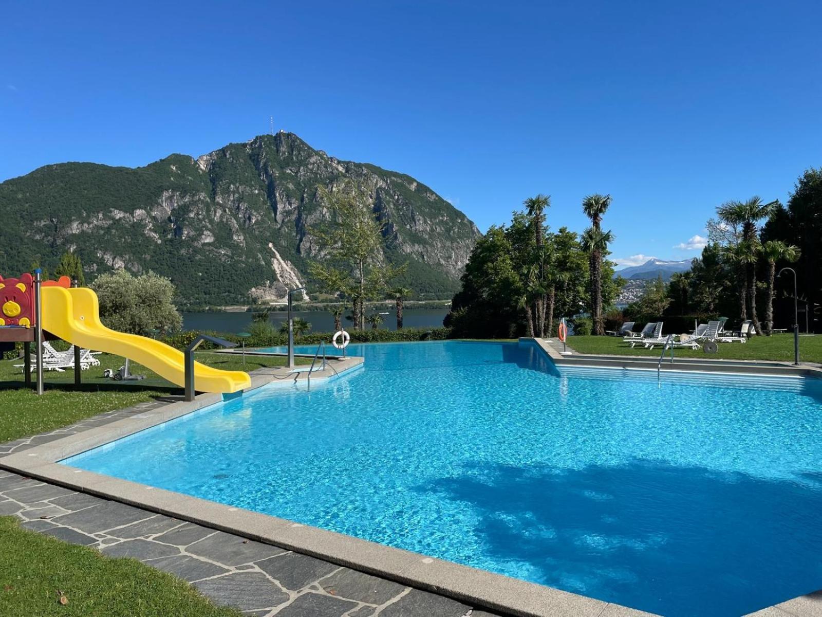Luganersee, Pool, Strand, Parkplatz, Suite 204 Бисон Екстериор снимка
